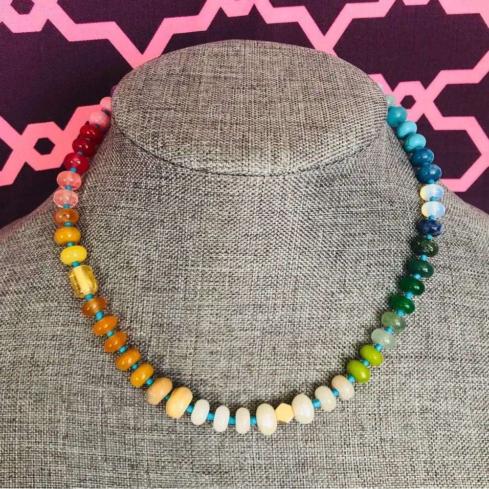 Rainbow🌈 Stone Crystal Candy Necklace - Picture 1 of 13